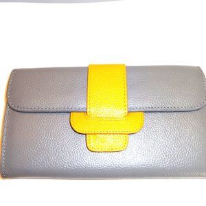 GRAY LEATHER TWO TONE WALLET OR CLUTCH